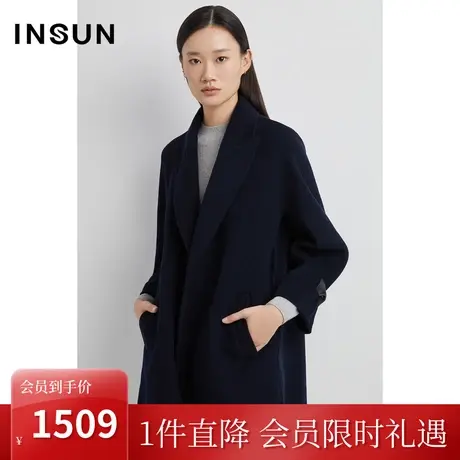 恩裳2022冬季经典一手长显高舒适保暖绵羊毛毛呢外套商品大图