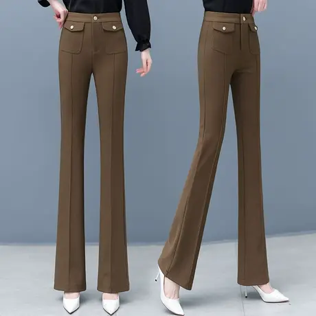 高腰休闲裤女2023新款西装微喇裤春季女士时尚洋气显瘦垂感喇叭裤商品大图