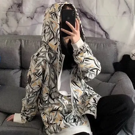 waitmore卫衣女2019初秋新款潮ins韩版宽松bf慵懒风薄款开衫外套图片