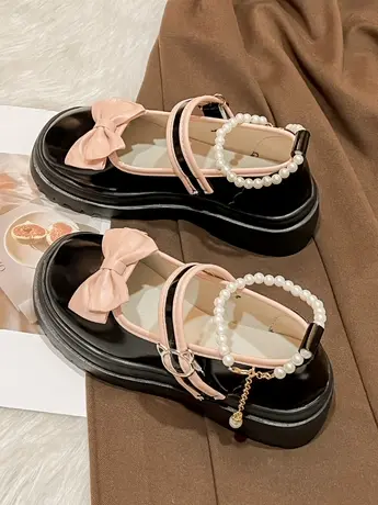 日系可爱甜酷lo娘小皮鞋女2023年春夏季新款玛丽珍蝴蝶结jk单鞋潮商品大图