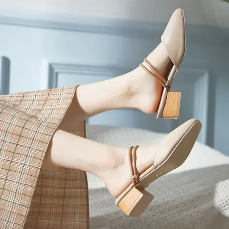 凉拖鞋女夏时尚外穿港味复古chic2023新款百搭包头半拖鞋两穿凉鞋商品大图