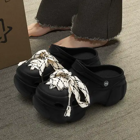 时尚松糕底洞洞鞋女款增高跟厚底防滑网红可爱沙滩凉拖鞋外穿夏季商品大图