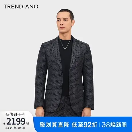 TRENDIANO经典系列字母提花西装外套2024年春季新款百搭时尚上衣图片
