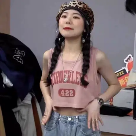 辣妹白色运动工装工字背心吊带女夏季设计感内搭外穿短款无袖上衣商品大图