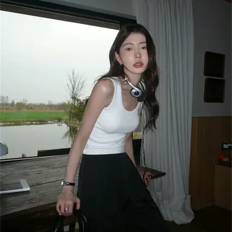 夏季白色带胸垫内搭上衣女装小众背心外穿短款辣妹吊带纯欲打底衫商品大图