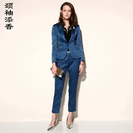 颈袖添香2023春秋装新款OL职业装女装时尚西装九分裤套装商品大图