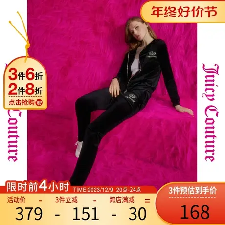 Juicy Couture橘滋2025春夏新款流光皇冠丝绒重工烫钻休闲裤女商品大图