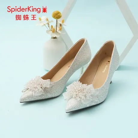 SPIDER KING/蜘蛛王高跟鞋女2025春商场新款婚礼水晶宴会尖头细跟商品大图