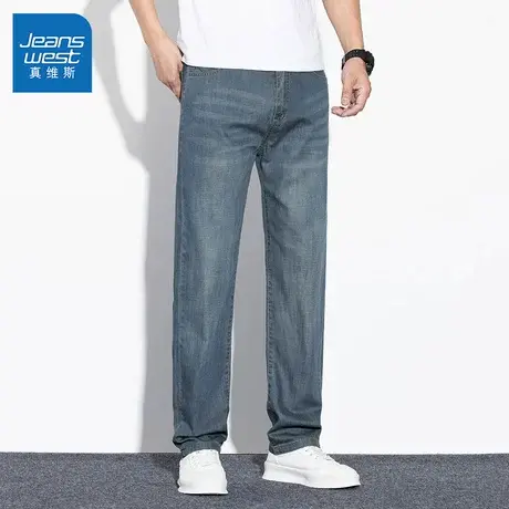 GR真维斯牛仔裤男士2025新款夏季薄款宽松修身垂感透气休闲长裤子商品大图