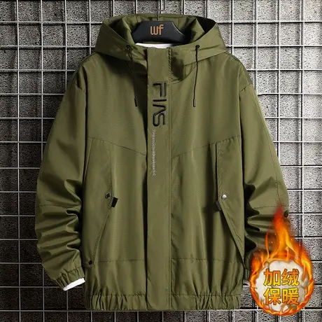 秋冬款冲锋衣外套男加厚宽松户外登山服机能风潮连帽运动工装夹克商品大图