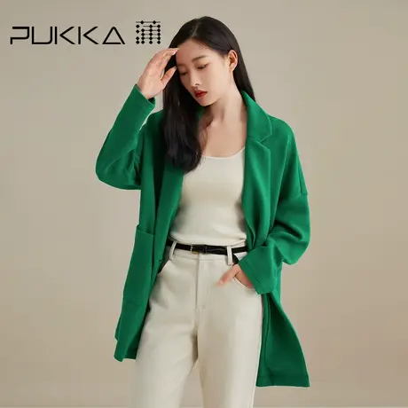 蒲PUKKA 西装外套女秋装年新款宽松休闲早秋气质针织西服图片