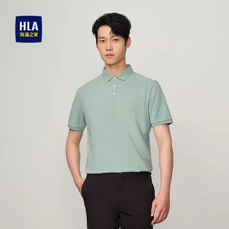 HLA/海澜之家休闲短袖透气POLO衫25春夏新花纱珠地翻领上衣T恤男商品大图