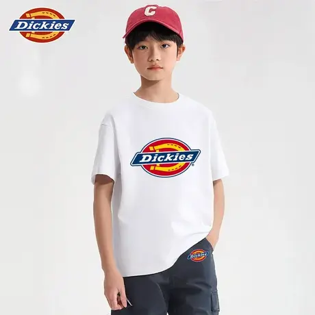 Dickies童装男童短袖t恤夏季纯棉儿童白色半袖女童潮牌美式上衣A图片