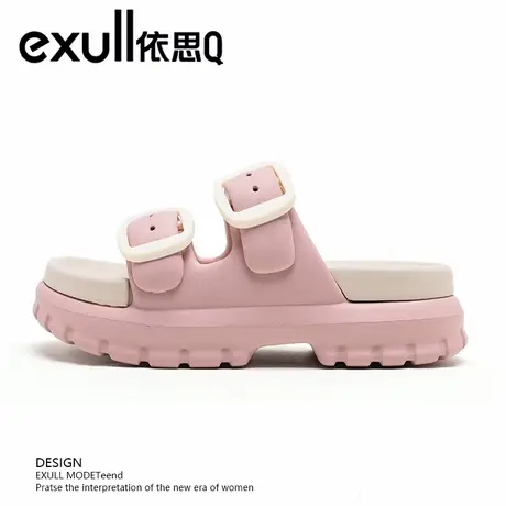 exull/依思Q女士外穿厚底凉鞋防滑耐磨拖鞋女款踩屎感沙滩鞋凉拖图片