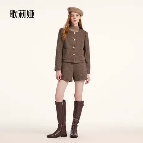 歌莉娅小香风羊毛短外套女装2023新款气质开衫外搭上衣1BDG6E2A0图片