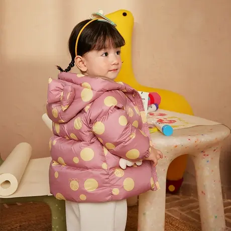巴拉巴拉婴儿羽绒服男童冬女童短款外套2025撞色造型时尚萌趣洋气商品大图