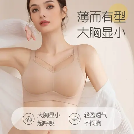 Shaply/莎莲妮大胸显小内衣女大码薄款透气蕾丝防走光收副乳文胸商品大图
