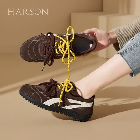 Harson/哈森复古德训鞋女鞋子2025秋季新款爆款百搭运动休闲鞋商品大图