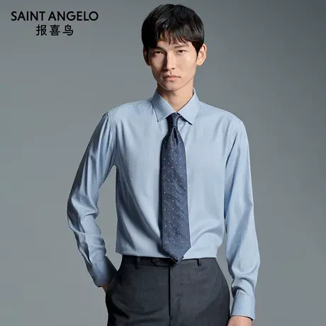 【商场同款】报喜鸟25秋季新款男士商务正装衬衫薄雾蓝长袖衬衣男商品大图