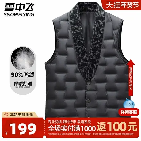 雪中飞【90%鸭绒】羽绒马甲男商务休闲温暖背心高级感W图片