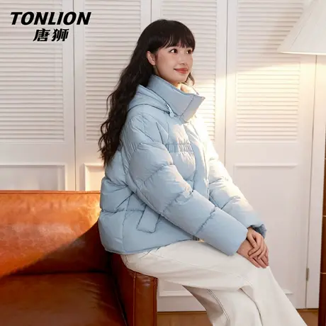 唐狮立领羽绒服外套女2026新款冬季时尚洋气短款连帽夹棉外套女VB图片