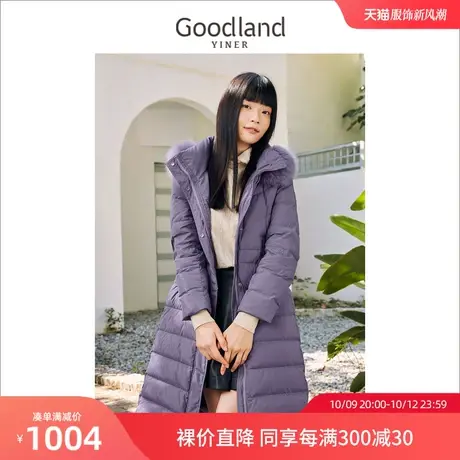 音儿美地女装2022冬季新款狐狸毛领连帽设计感中长款羽绒服图片