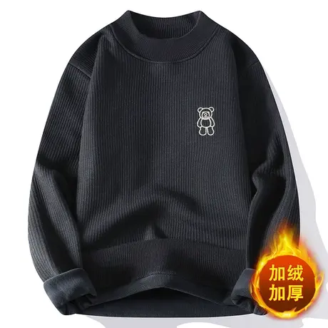圆领毛衣男士2023新款羊毛衫秋冬季保暖加绒加厚潮流针织打底衫男商品大图