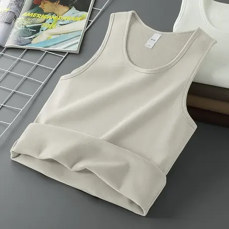 男士背心冬季内穿保暖运动坎肩健身无袖t恤加绒加厚吊带打底马甲商品大图