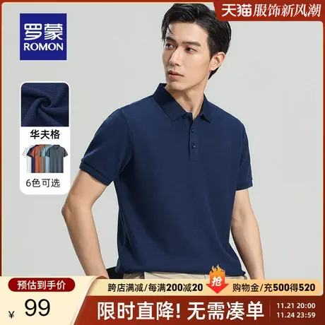 【华夫格】罗蒙短袖T恤男翻领2024夏季新款商务休闲短袖polo衫男商品大图