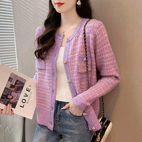 开衫女2023春装新款韩版宽松小香风针织衫外套女装毛衣长袖上衣商品大图