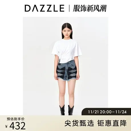 DAZZLE地素奥莱 春季小众设计感别致蝴蝶结装饰A字牛仔短裤女图片