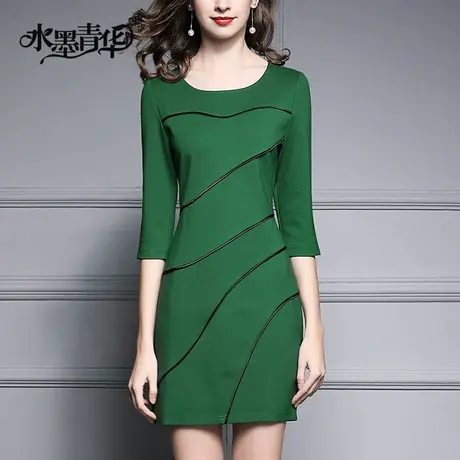 【1件7.9折】冬装新款气质修身时尚百搭针织连衣裙简约显瘦一步裙商品大图