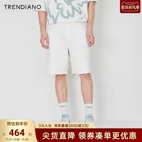 TRENDIANO官方2023新款夏季纯棉直筒休闲裤宽松五分工装短裤商品大图