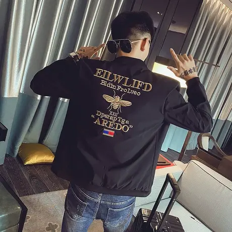 春秋外套男潮流百搭棒球服韩版休闲刺绣秋季网红上衣ins潮牌夹克商品大图