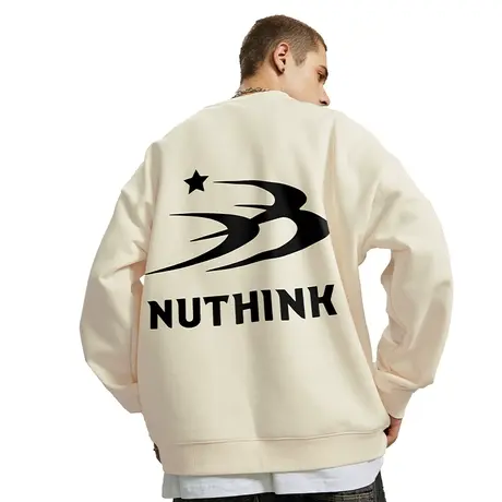 Nuthink美式高街重磅420g卫衣男潮流加绒加厚宽松圆领上衣春季潮商品大图
