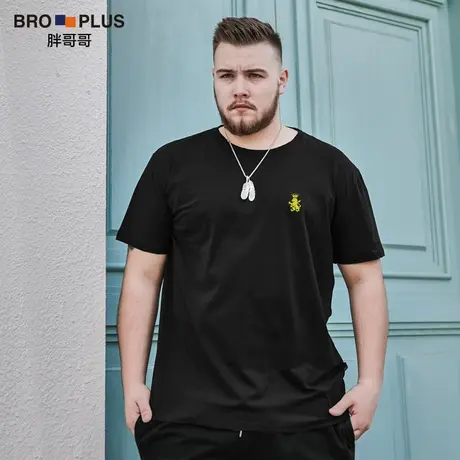 胖哥哥休闲大码男装短袖T恤男刺绣夏季宽松男士胖子加肥加大半袖图片