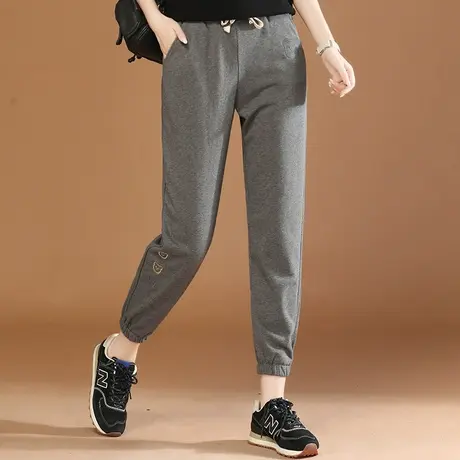 韩潮袭人松紧腰宽松束脚休闲裤女2023秋新款运动裤束脚卫裤哈伦裤图片