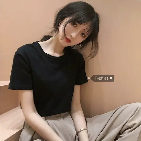 2024短袖t恤女纯白色打底衫内搭体恤春夏装2024新款修身上衣体桖图片