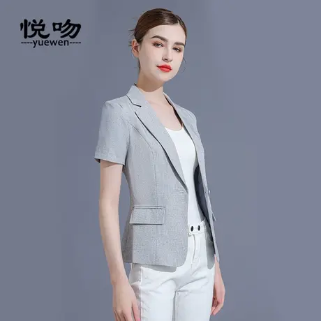 灰色高级感小西装外套女夏薄款OL职业正装面试上衣短袖西装工作服图片