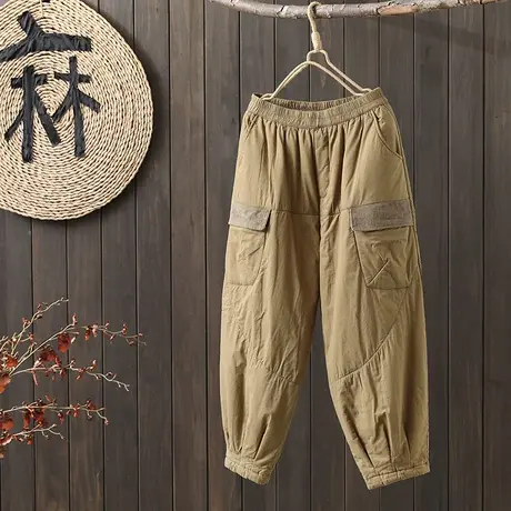 枫谜2022年冬季新款夹棉保暖休闲棉裤文艺范显瘦哈伦裤萝卜裤图片