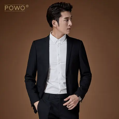 POWO西装男士套装新郎伴郎商务休闲礼服结婚婚礼修身西服正装青年图片