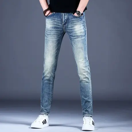 大牛黄泥洗水牛仔裤男款高端潮牌2023新款裤子男秋冬修身小脚弹力图片