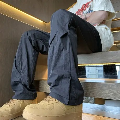 户外机能高街尼龙冲锋裤男夏季薄款冰丝伐木工装裤子vibe微喇叭裤商品大图