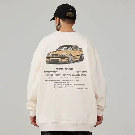 2024新款潮牌胖子男装圆领宽松加绒加肥加大码卫衣男士春秋款无帽图片