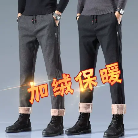 保暖外穿棉裤长裤子男裤秋冬款冬季加绒裤男士休闲裤宽松直筒加厚图片
