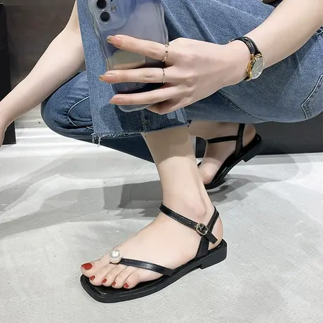 高级感小众法式凉鞋女2023年夏季新款配裙子时尚仙女风套趾罗马鞋图片