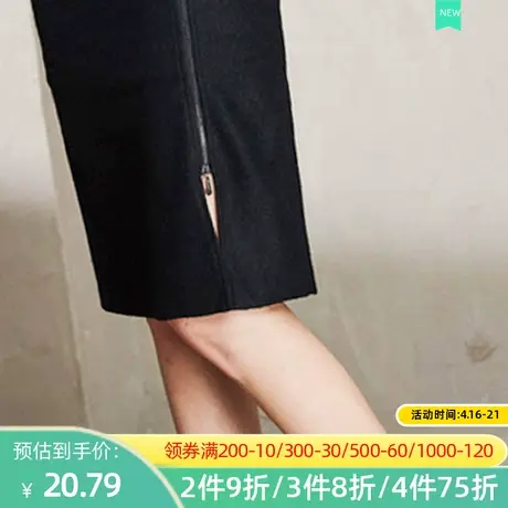 【断码S】秋水伊人2020春新女装开叉纯色中腰半身裙包臀I310图片