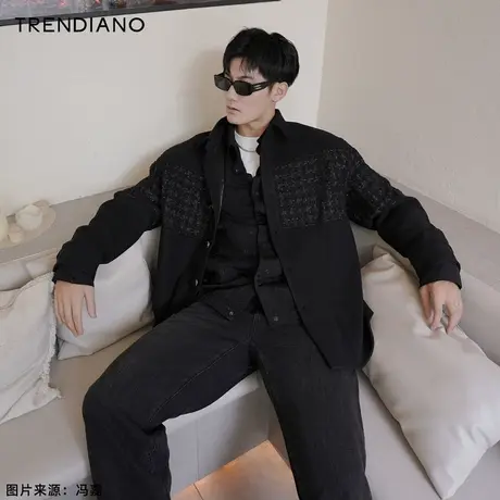 TRENDIANO小香风毛呢大衣秋冬季新款男装呢子外套图片