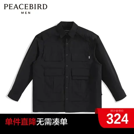 太平鸟男装奥莱   多口袋衬衫春季新款休闲衬衣图片