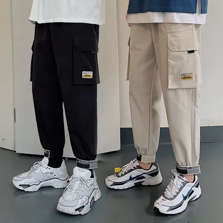 工装裤男潮牌休闲宽松九分百搭束脚2020新款潮春季长裤子韩版潮流商品大图